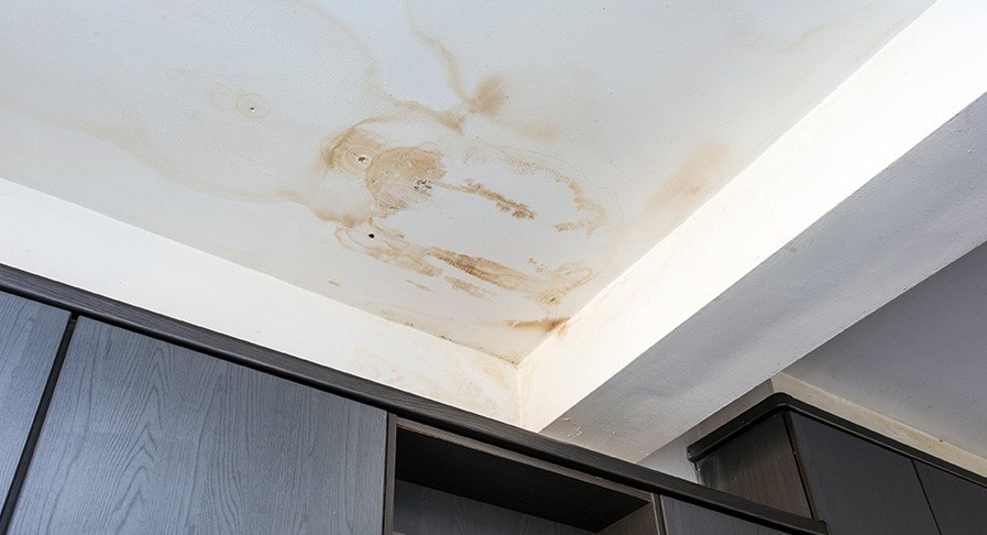 Water stains on interior ceiling